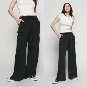 Reformation Ethan Twill Black Cargo Pants